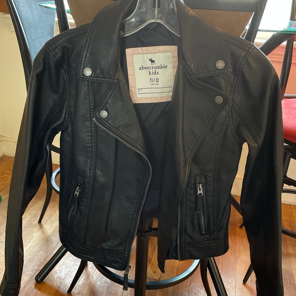 Abercrombie Kids Black faux Leather Jacket